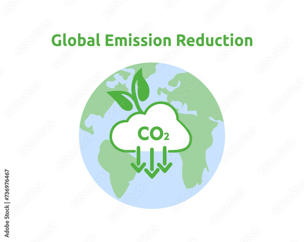 Global emission reduction concept. Save the world, environmental and ecology concept vector illustration. Global emission reduction concept. Save the world, environmental and ecology concept vector illustration.