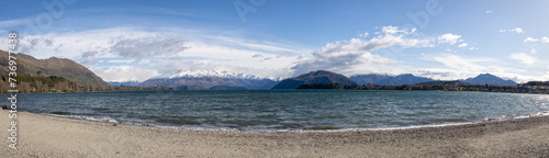 panoramic wakana lake in new zealand