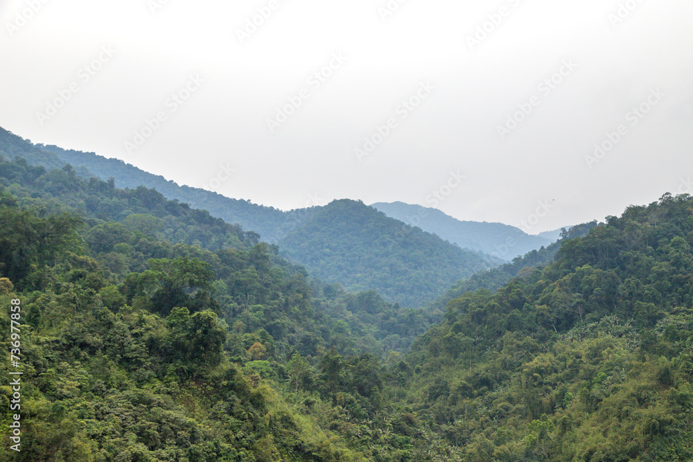 View of the high mountains near the border town of bhalukpong in western arunachal pradesh in north east India.
