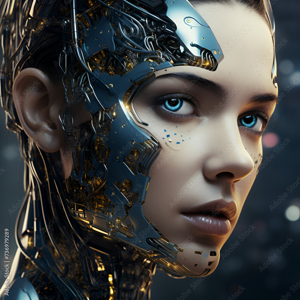 portrait of a girl with a robot mask on face portrait of a girl with a robot mask on face