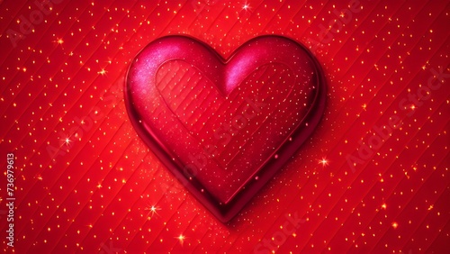 Red Hearts on Red Background with Love and Valentine s Day Theme Illustration