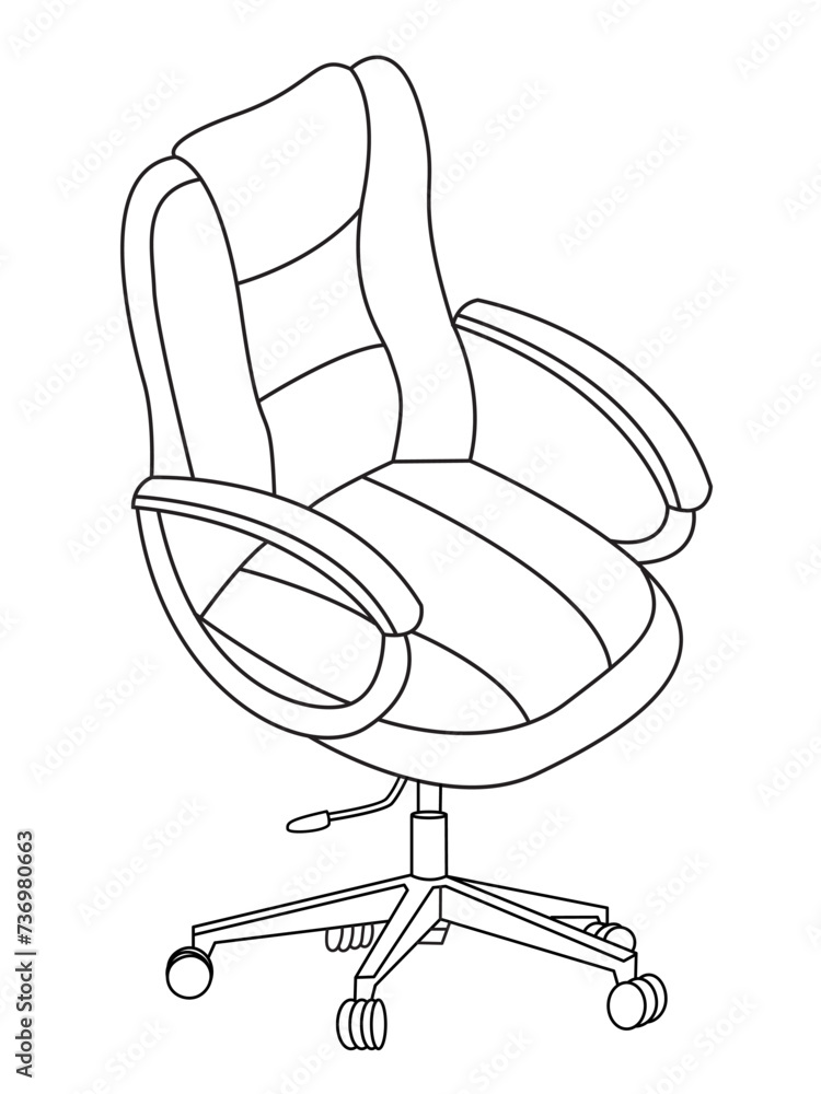 Stylish modern office chair, assorted set of black leather office chairs, Vector minimal office chairs angle view isolated on white background. Stylish modern office chair, assorted set of black leather office chairs, Vector minimal office chairs angle view isolated on white background.