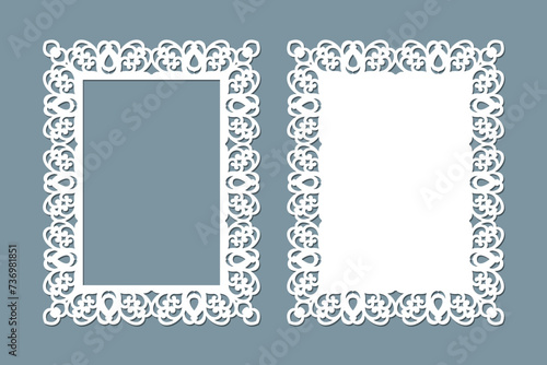 Laser cut rectangular frame template, vector.