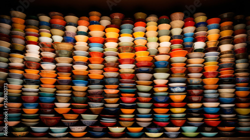 A wall of colorful plates