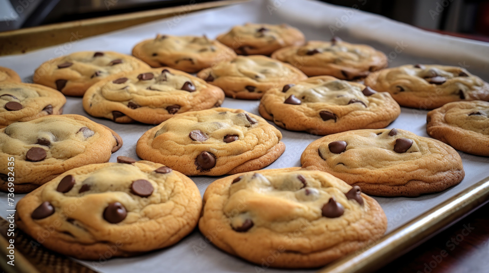 Tray of Chocolate Chip Cookies on a Table