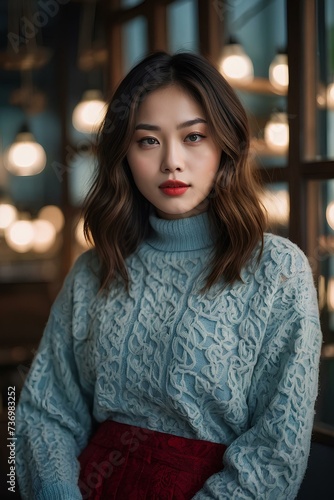 Beautiful Confident Young Asian Woman - Modeling for Camera - Succesful Lady in Life and Work - Pretty and Fine features with fair Skin.