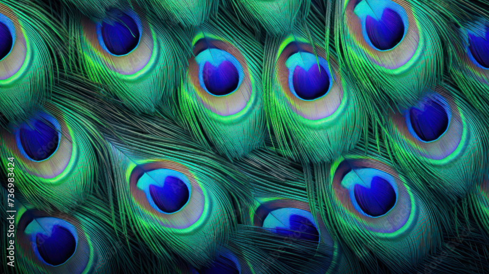 Obraz premium Close Up of a Peacocks Tail Feathers
