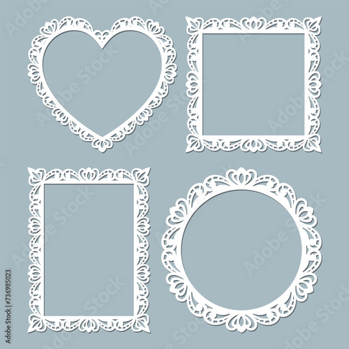 Laser cut vector frames set with lace border photo