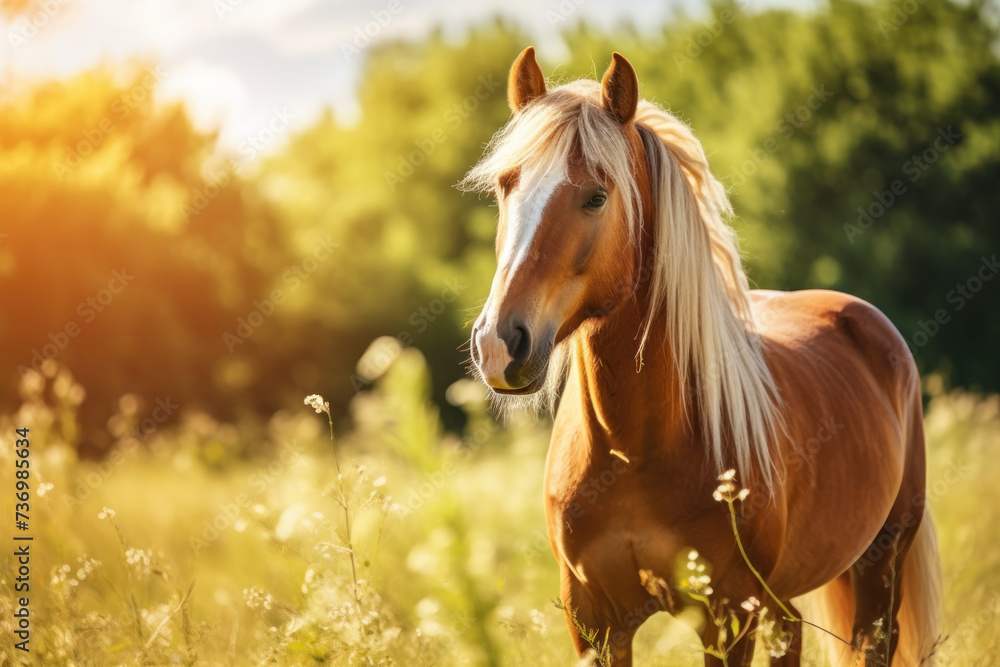 Fototapeta premium Horse Standing in Field of Tall Grass