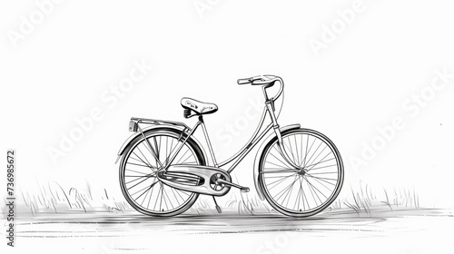 A minimalist line drawing of a bicycle in black and white