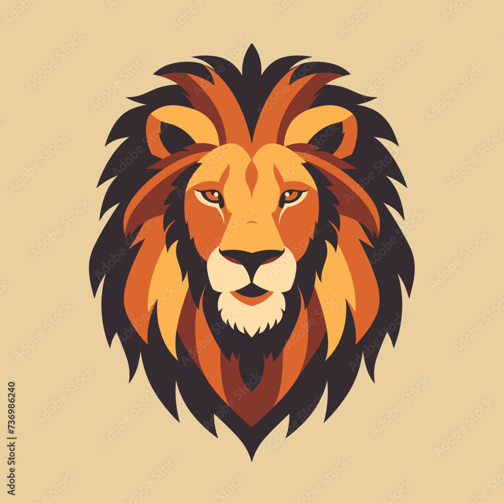 Flat modern logo Lion vector icon illustration