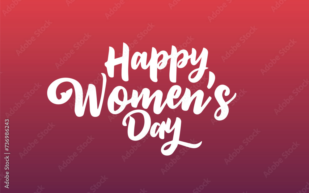 Happy Women's Day typography, Vector illustration, white text color background