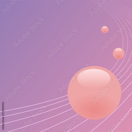 Glossy Frutiger Aero Pink Sphere Circles with Abstract Line Waves Background