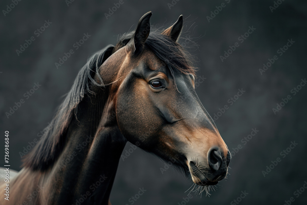 Fototapeta Close Up of Horse on Black Background