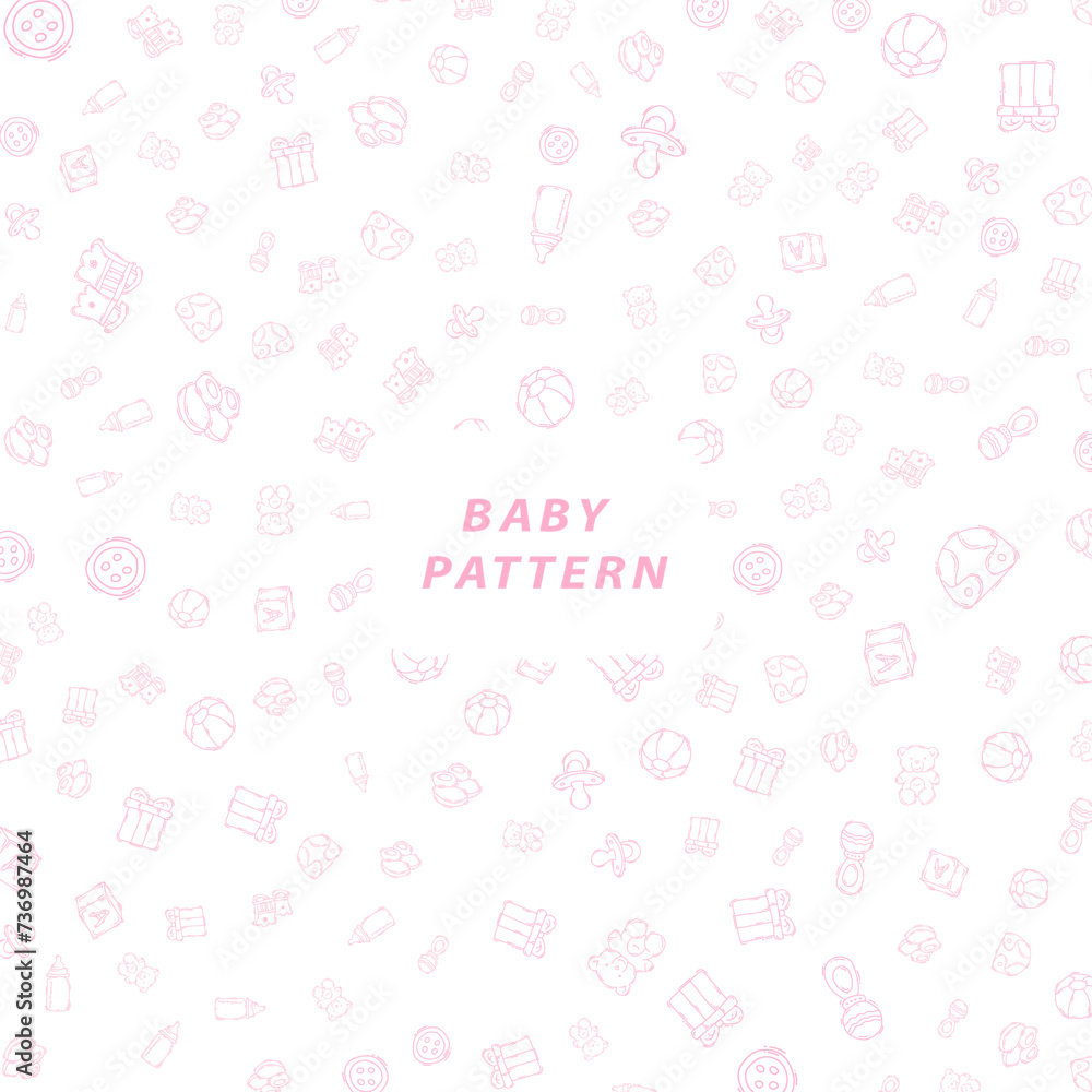 Line style baby toy pattern illustration.
