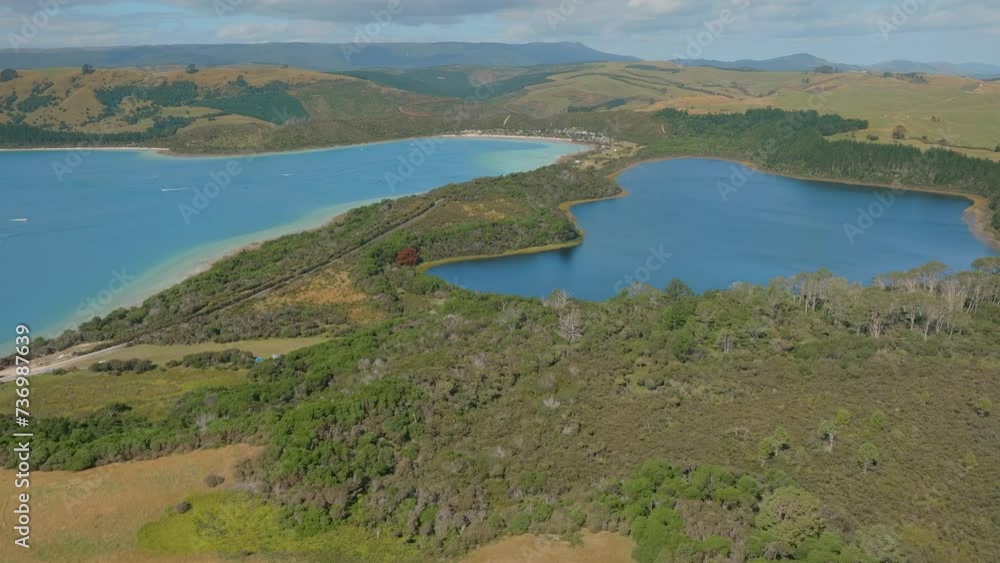 Aerial view of Kai Iwi lakes, Dargaville, Northland, New Zealand Aerial view of Kai Iwi lakes, Dargaville, Northland, New Zealand