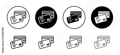 ATM card vector icon set collection. ATM card Outline flat Icon.