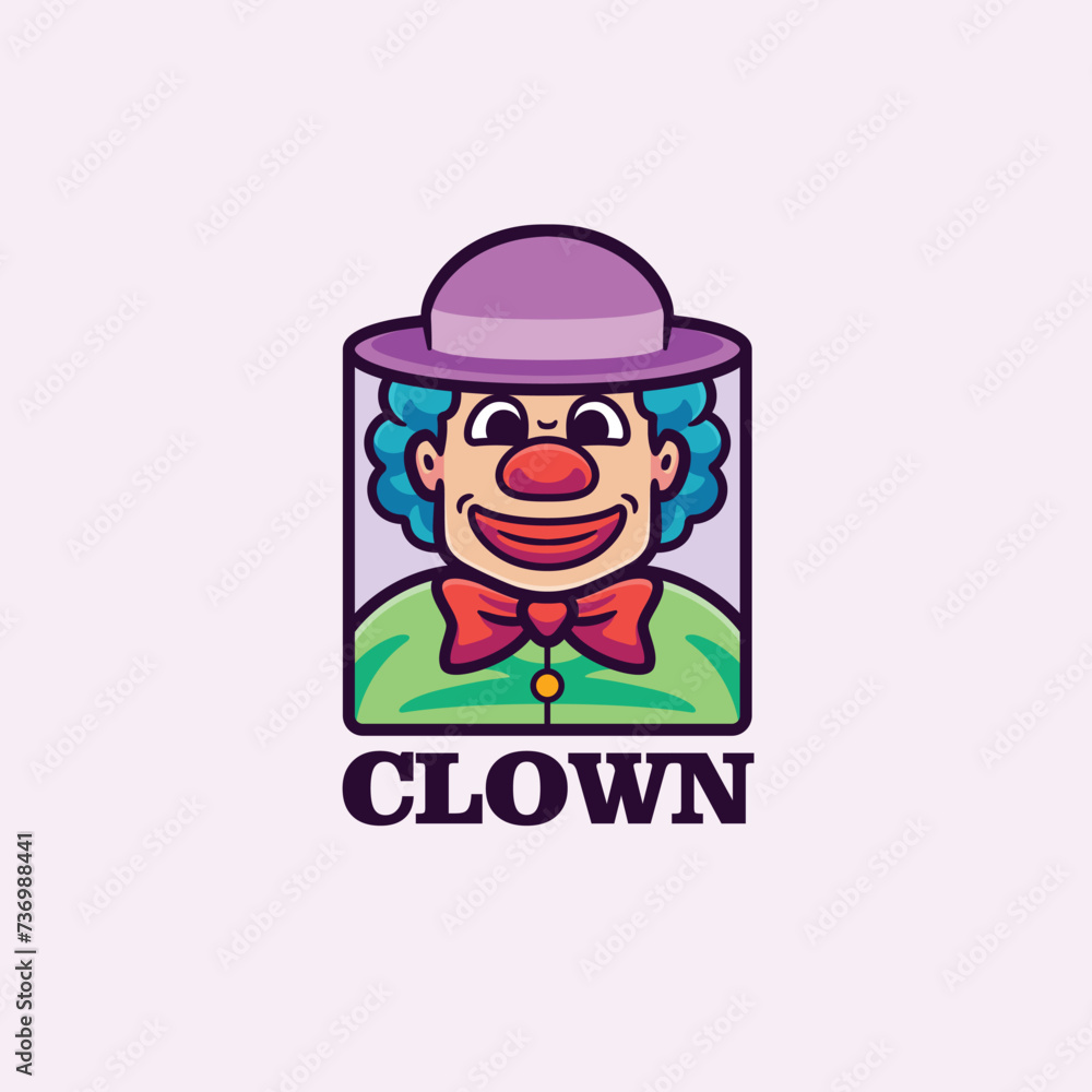Clown mascot cartoon character logo design