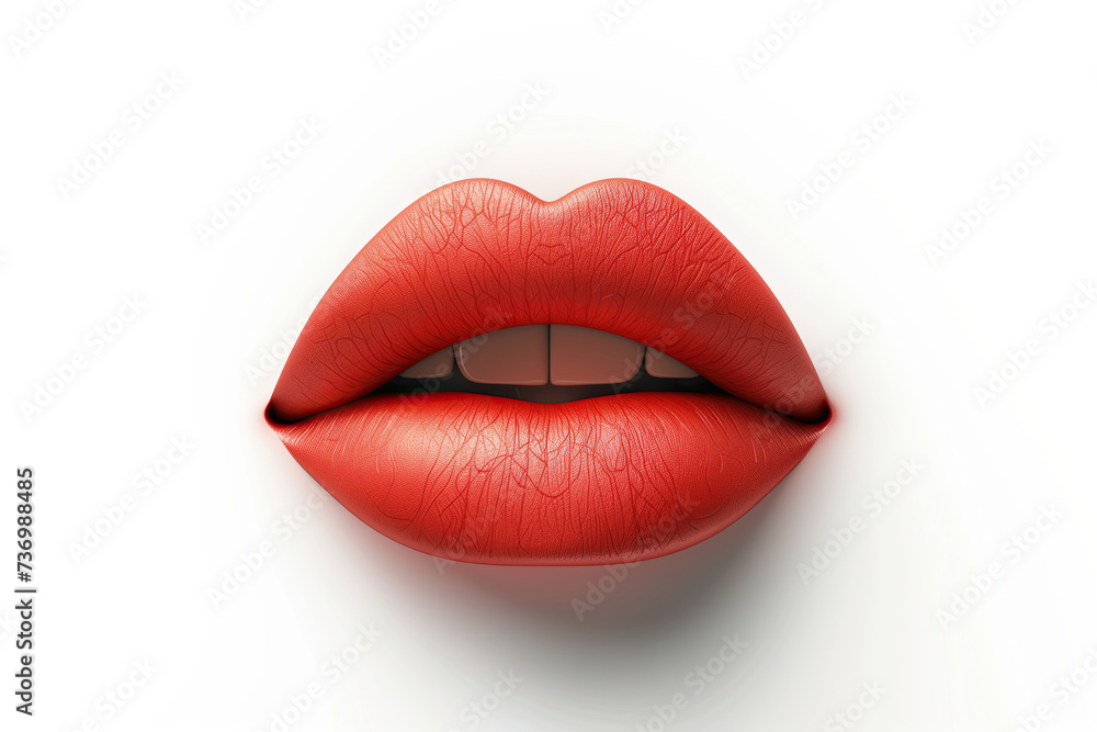 sexy red lips 3d isolated on white background