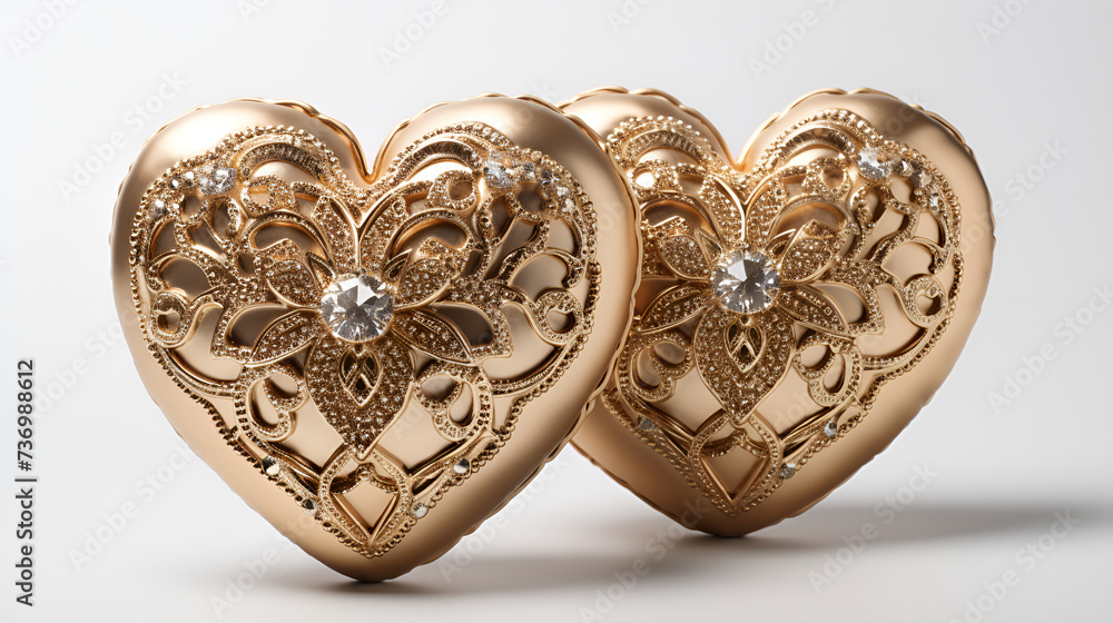Elegant Gold Hearts Adorned with Diamonds Elegant Gold Hearts Adorned with Diamonds