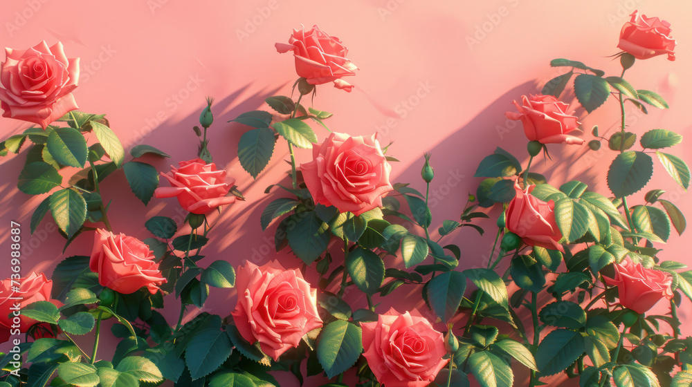 Pink Roses Adorning a Pink Wall Pink Roses Adorning a Pink Wall