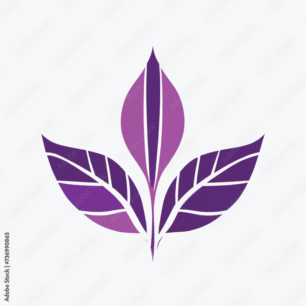 purple leave logo on a white background  