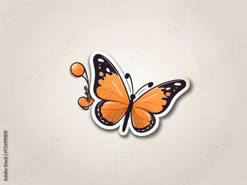 Butterfly. Sticker Bookmark. Cute cartoon  Hand drawn style. Vector drawing. 