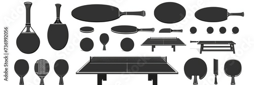 Table tennis equipment icons set. simple set of table tennis equipment vector icons for web design on white background  photo