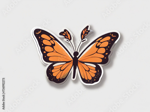 Butterfly. Sticker Bookmark. Cute cartoon, Hand drawn style. Vector drawing.  © HASSAN