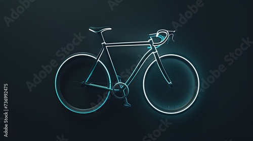 the bicycle logo on a black background, with handscroll, sanriocore, whiplash curves, minimalist composition, and expressive body language