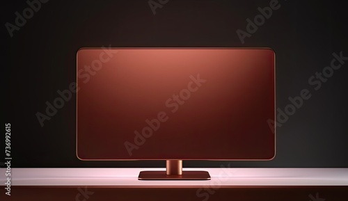 tv screen on desk with white screen photo
