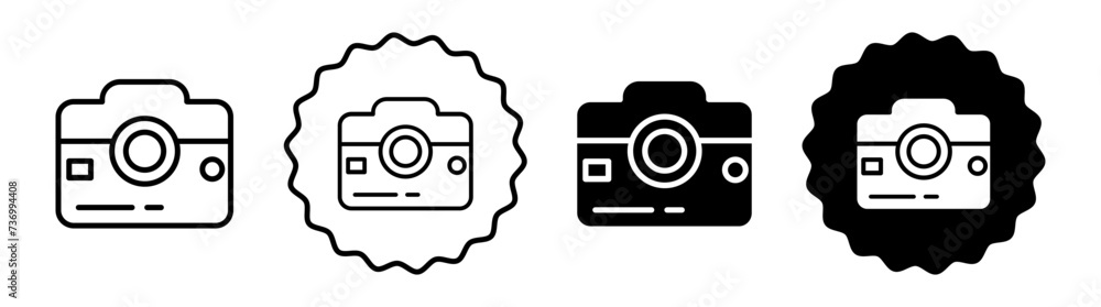 Camera set in black and white color. Camera simple flat icon vector Camera set in black and white color. Camera simple flat icon vector