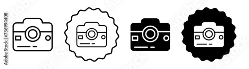 Camera set in black and white color. Camera simple flat icon vector photo