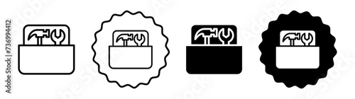 Tools box set in black and white color. Tools box simple flat icon vector