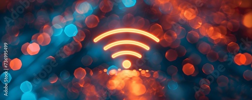 Symbolic Abstract Background: Depicting Wireless Network and Data Connectivity with Wifi Icon. Concept Wireless Connectivity, Wifi Network, Abstract Background, Data Connectivity, Symbolic Wifi Icon photo