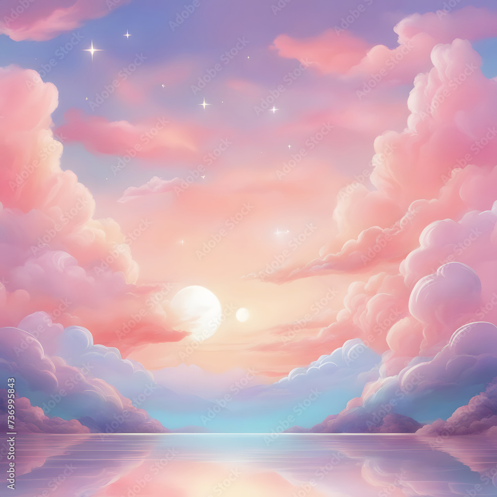 Dreamy pastel sky with the sea.