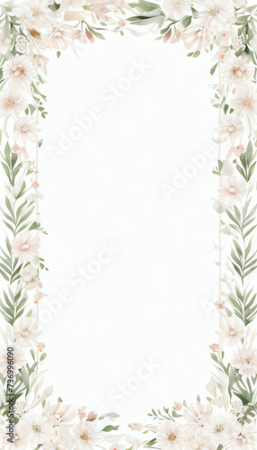 leaves rectangle frame. Watercolor floral border. Autumn wedding invitation design. Hand painted orange foliage, plants, berries on white background.