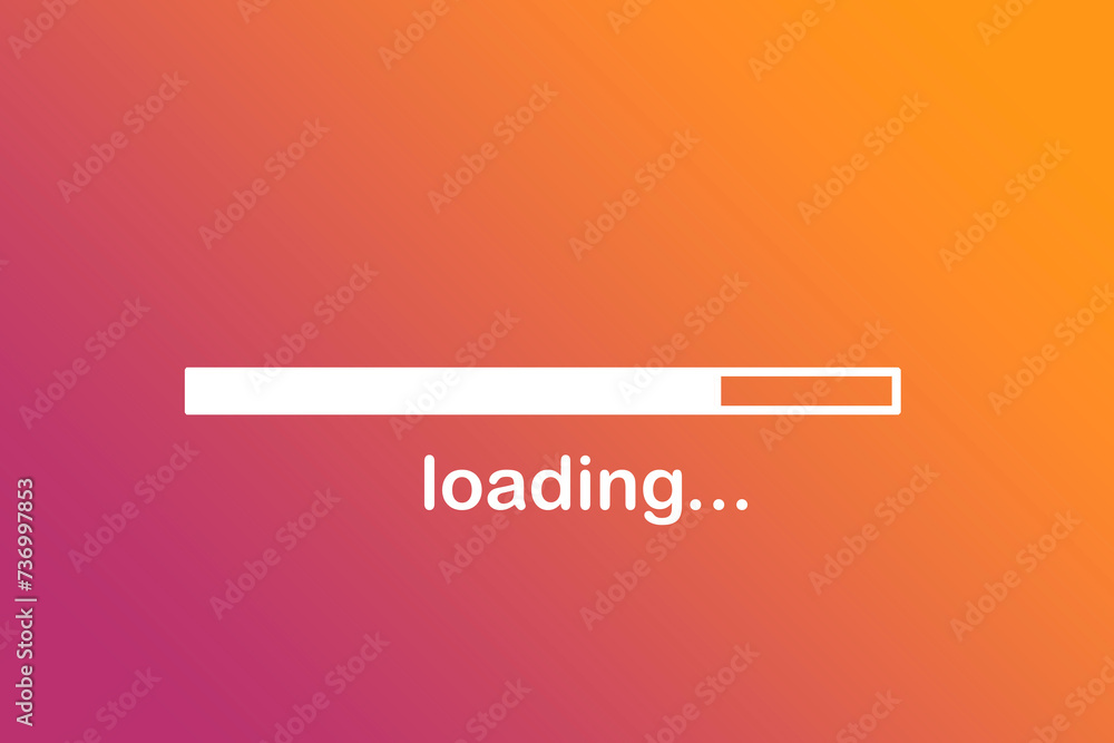 Loading, a progress bar showing loading, drawn against a bright colored background. Loading, a progress bar showing loading, drawn against a bright colored background.