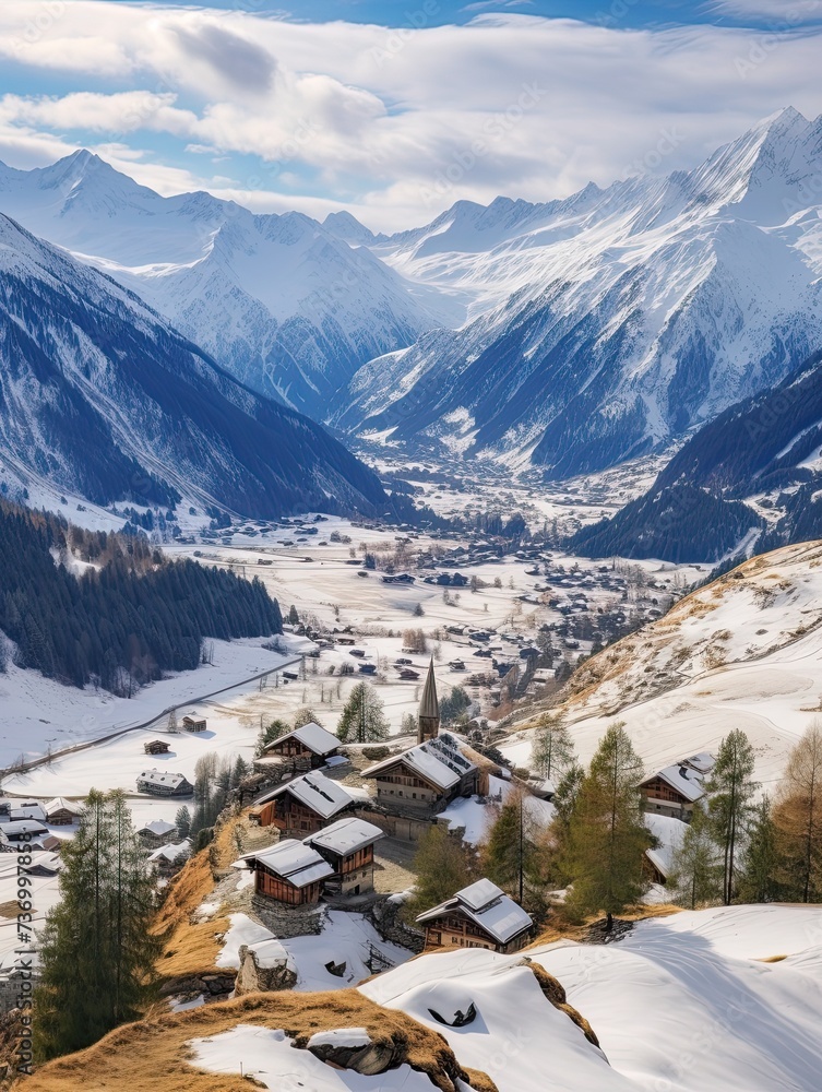 Winter Wonderland: Spectacular Alpine Village View from the Plateau