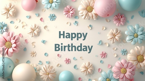 photorealistic image of a pastel-colored birthday banner  with ample blank space for a personalized  Happy Birthday  message  Generative AI