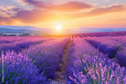 Lavender Provence Lavender field at sunset Valensole Plateau