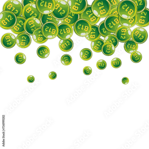 Vitamin B12 messy round pills.