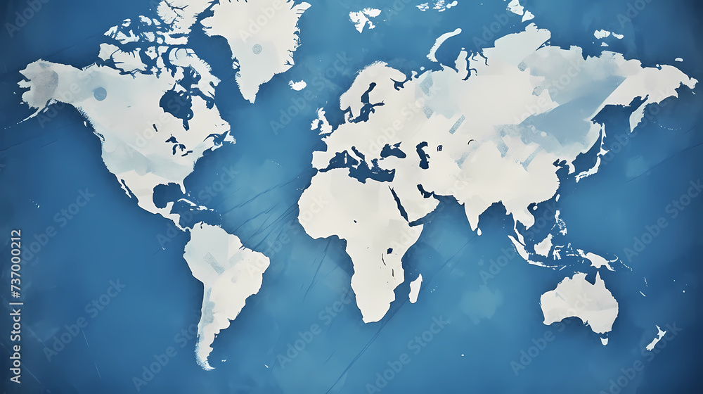 Polygonal mesh network map of the world with lines and points, points and connections