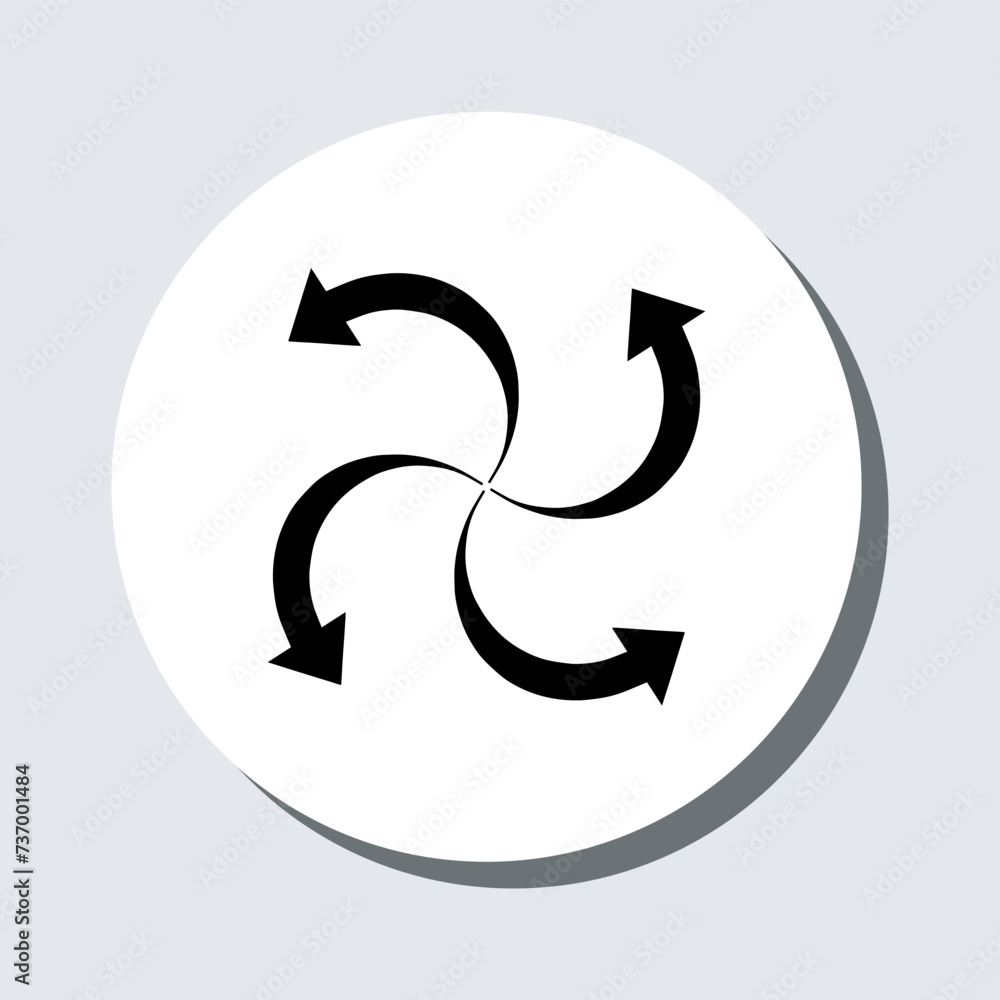 Outward arrow icon vector. Four Arrows sign symbol in trendy flat style. Arrow pointing outward vector icon illustration in circle isolated on gray background Outward arrow icon vector. Four Arrows sign symbol in trendy flat style. Arrow pointing outward vector icon illustration in circle isolated on gray background