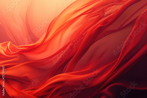 red abstract background airy fabrics, wavy smooth curves, light gradient