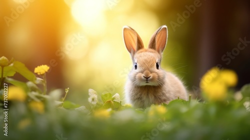 cute animal pet rabbit or bunny smiling and laughing isolated with copy space for easter background, rabbit, animal, pet, cute, fur, ear, mammal, background, celebration, generate by AI. © pinkrabbit