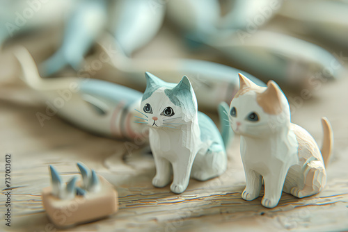 可愛い猫のミニチュア素材-2（3D）