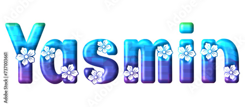 Yasmin - multicolor - written with engraved typical Hawaiian hibiscus flowers- ideal for websites, e-mail, sublimation greetings, banners, cards, t-shirt, sweatshirt, prints, cricut,
