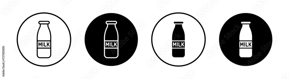 Milk bottle flat line icon set. Milk bottle Thin line illustration vector Milk bottle flat line icon set. Milk bottle Thin line illustration vector