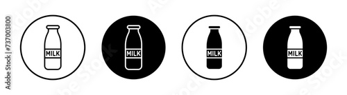Milk bottle flat line icon set. Milk bottle Thin line illustration vector